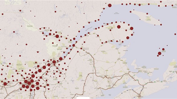 Carte interactive des terrains contaminés au Québec
